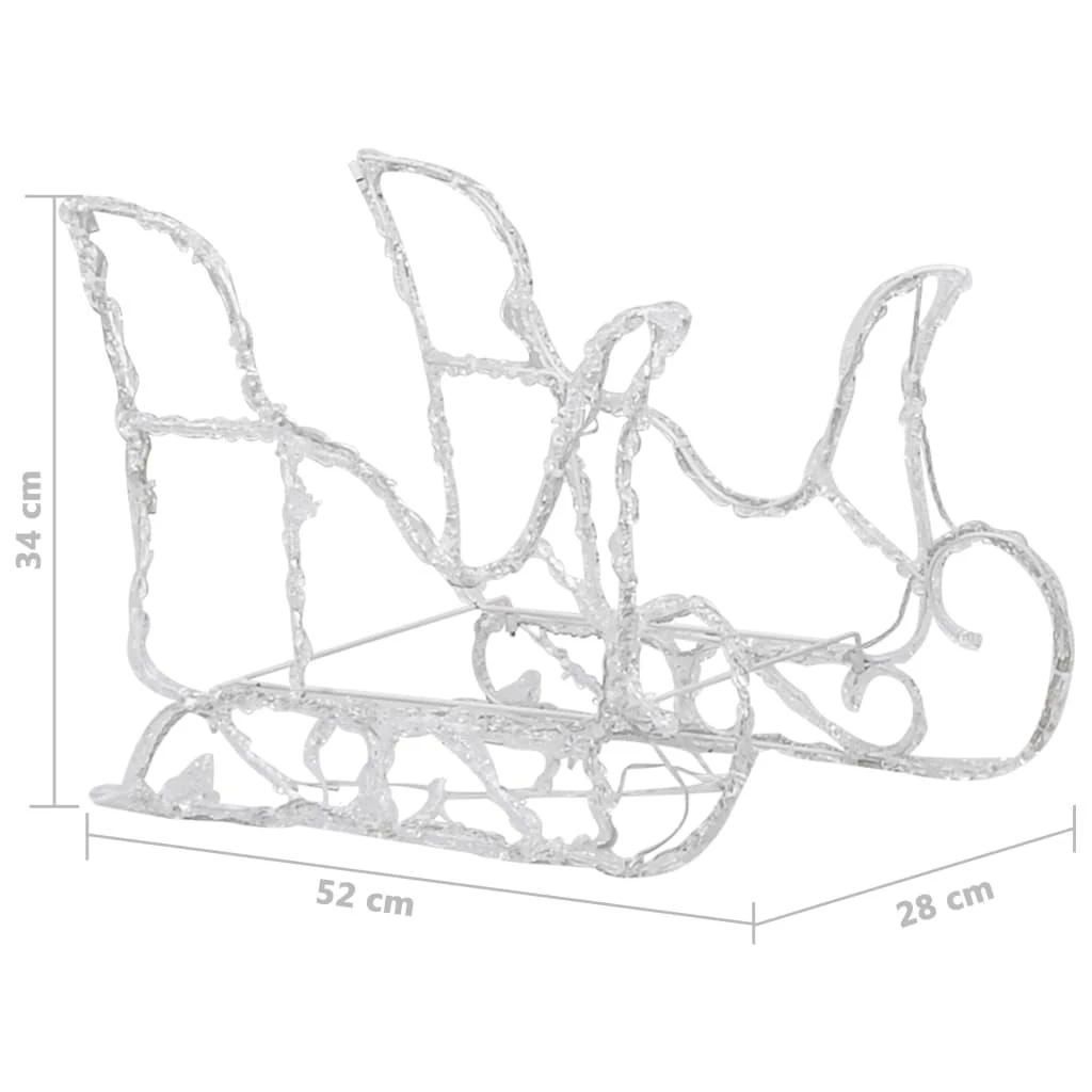 Kalėdų dekoracija elniai ir rogės, 280x28x55cm, akrilas