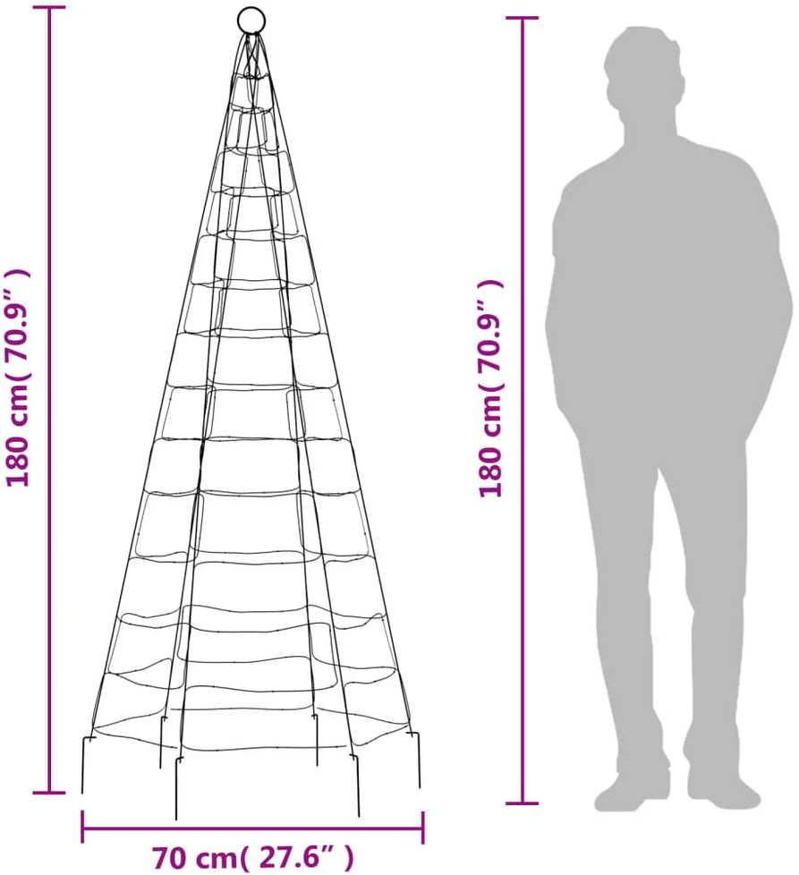 Kalėdų eglutė ant vėliavos stiebo, 180cm, 200 mėlynų LED