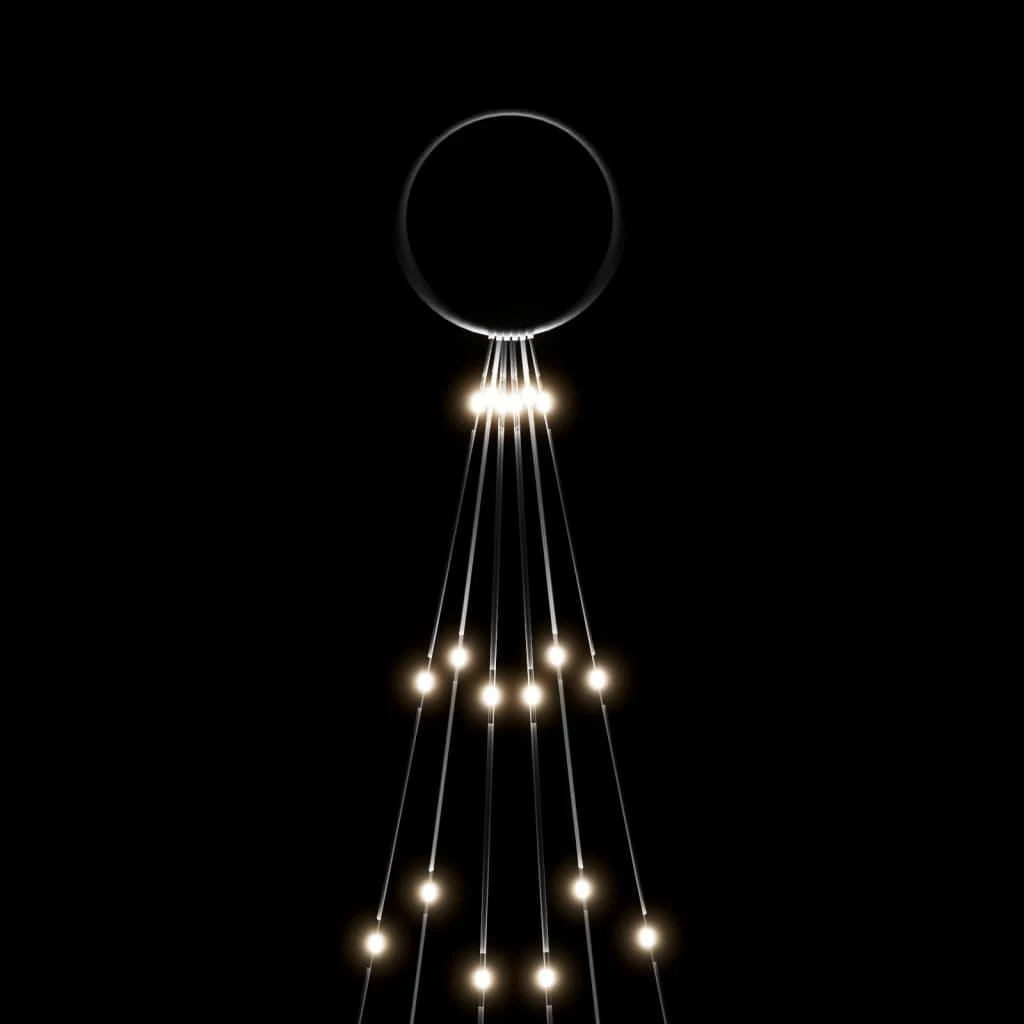 Kalėdų eglutė ant vėliavos stiebo, 180cm, 108 šaltos baltos LED