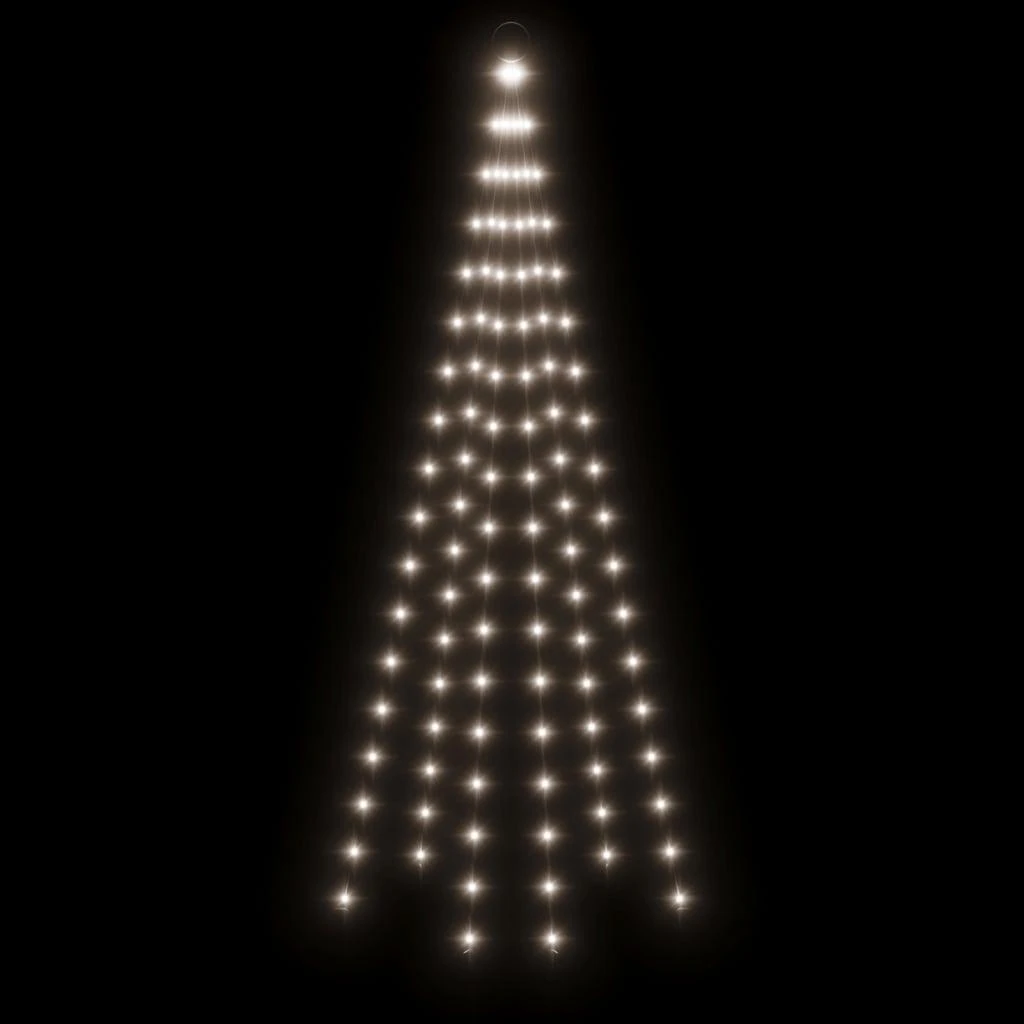 Kalėdų eglutė ant vėliavos stiebo, 180cm, 108 šaltos baltos LED