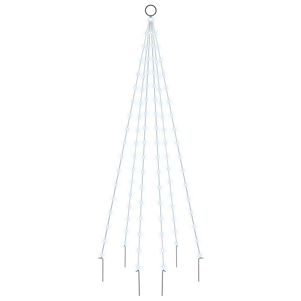 Kalėdų eglutė ant vėliavos stiebo, 180cm, 108 šaltos baltos LED