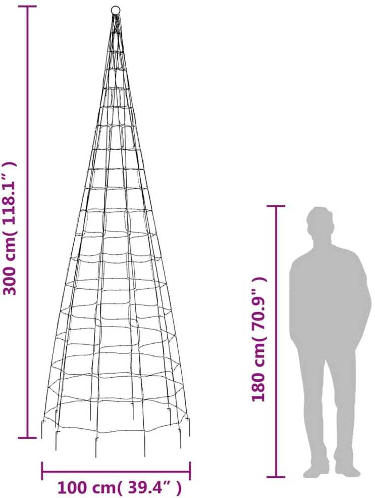 Kalėdų eglutė ant vėliavos stiebo, 300cm, 550 šiltų LED