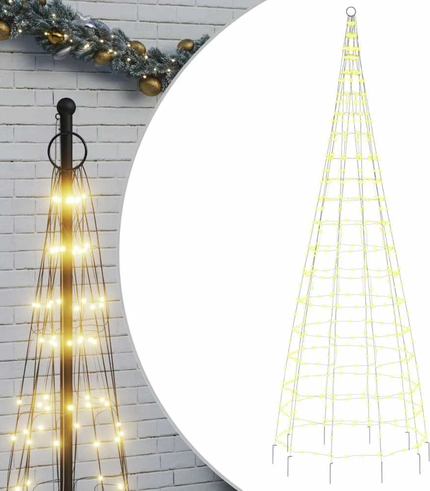 Kalėdų eglutė ant vėliavos stiebo, 300cm, 550 šiltų LED