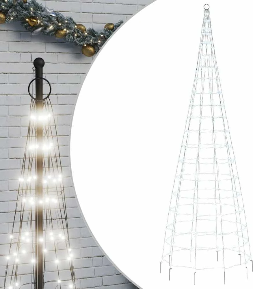 Kalėdų eglutė ant vėliavos stiebo, 300cm, 550 šaltų LED