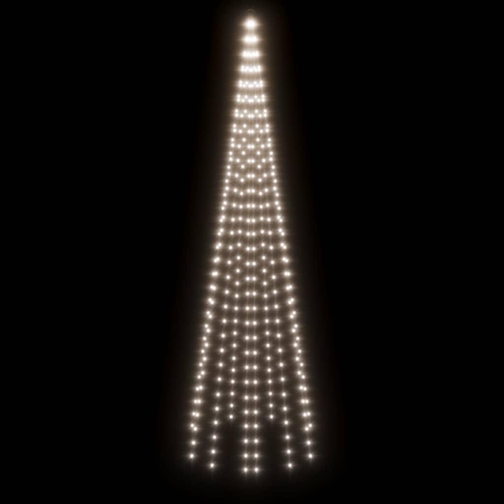 Kalėdų eglutė ant vėliavos stiebo, 300cm, 310 šaltų baltų LED