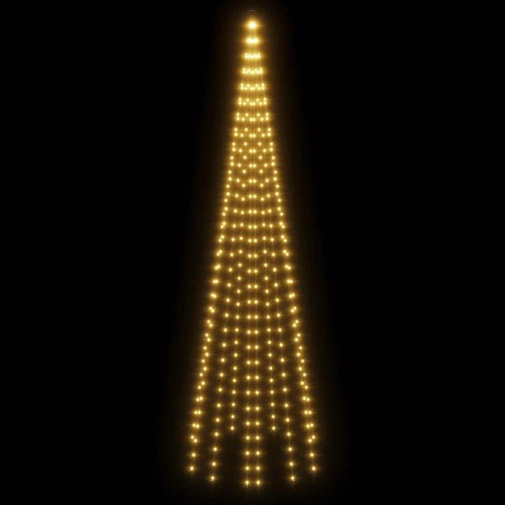 Kalėdų eglutė ant vėliavos stiebo, 300cm, 310 šiltų baltų LED