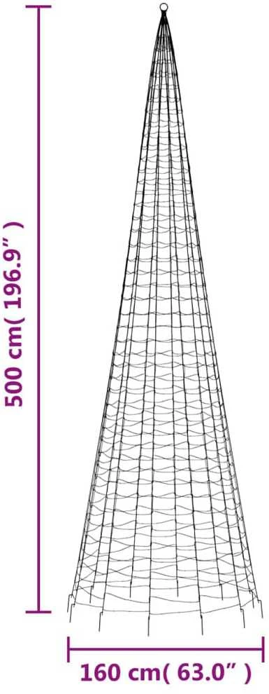 Kalėdų eglutė ant vėliavos stiebo, 500cm, 1534 spalvotos LED