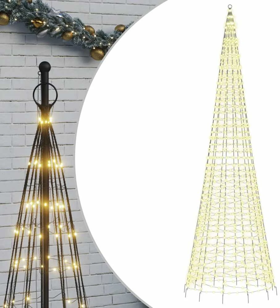 Kalėdų eglutė ant vėliavos stiebo, 500cm, 1534 šiltos LED