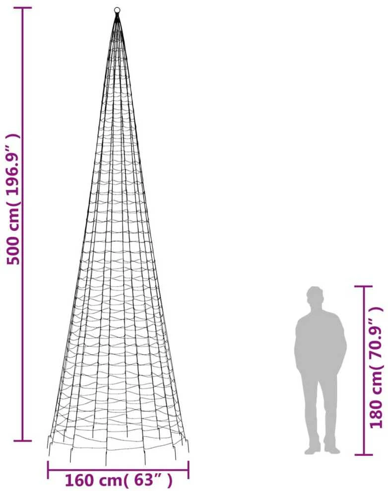 Kalėdų eglutė ant vėliavos stiebo, 500cm, 1534 mėlynos LED