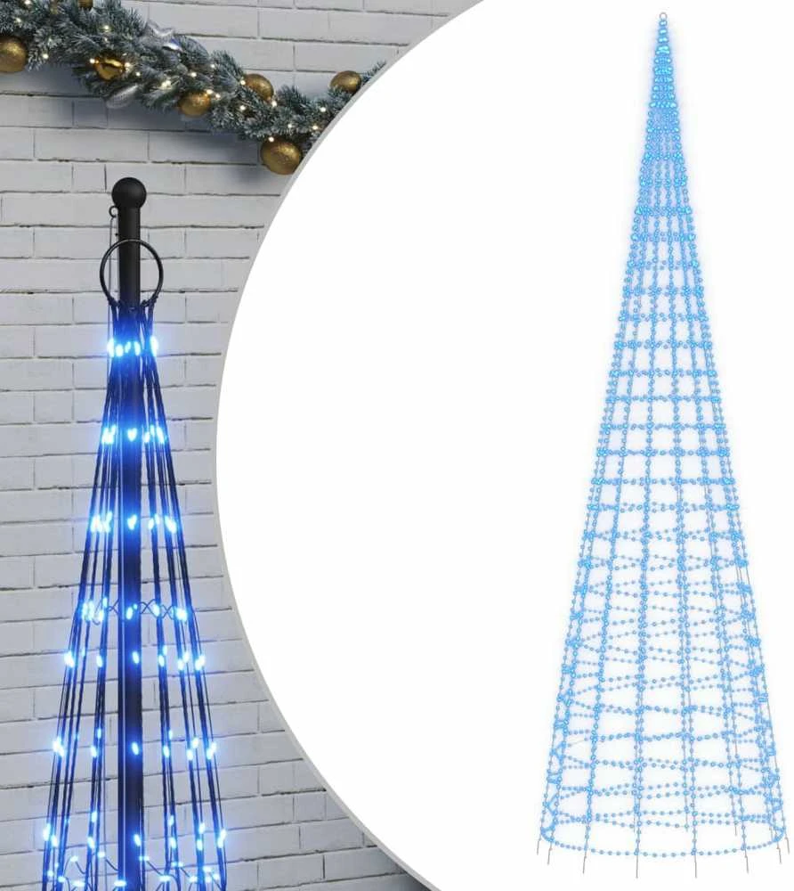 Kalėdų eglutė ant vėliavos stiebo, 800cm, 3000 mėlynų LED