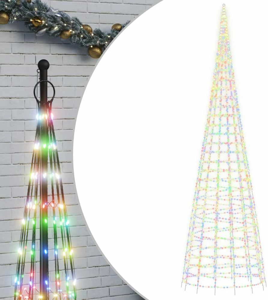 Kalėdų eglutė ant vėliavos stiebo, 800cm, 3000 spalvotų LED