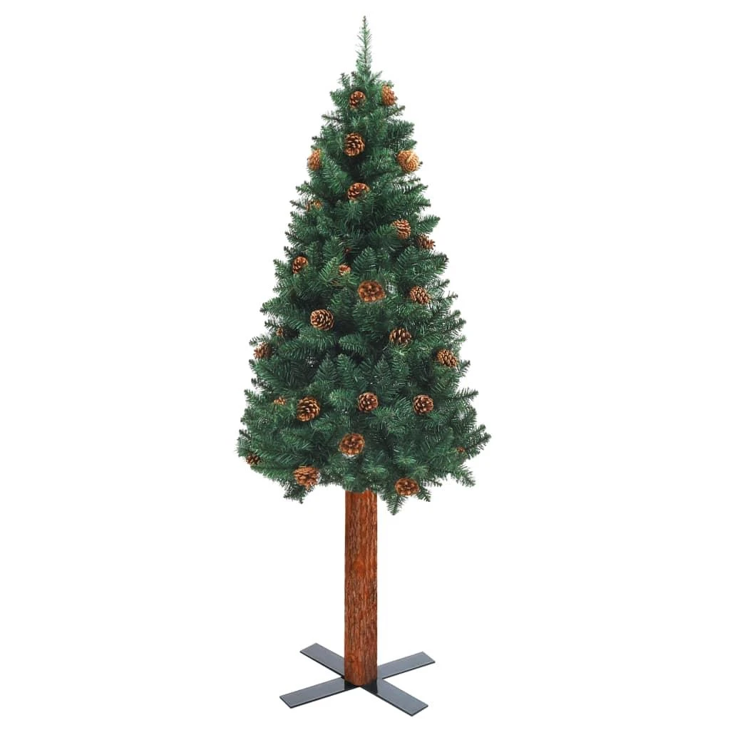Kalėdų eglutė su kankorėžiais, žalia, 180cm, PVC ir mediena