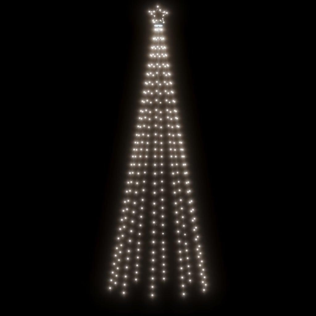 Kalėdų eglutė su kuoliuku, šaltos baltos spalvos, 310LED, 300cm
