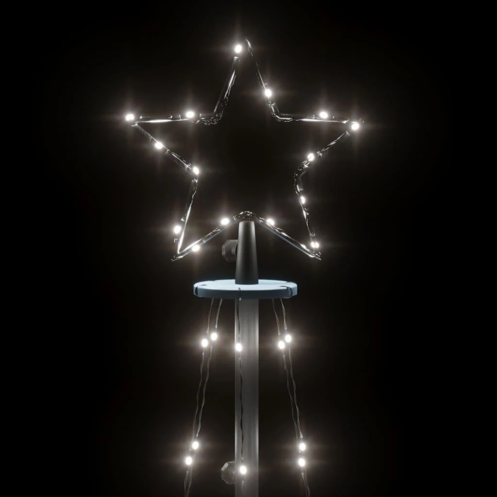 Kalėdų eglutė su kuoliuku, šaltos baltos spalvos, 108LED, 180cm