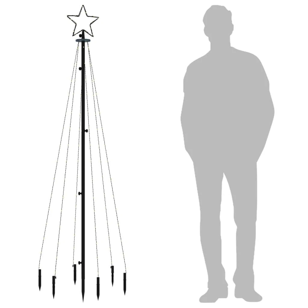 Kalėdų eglutė su kuoliuku, šiltos baltos spalvos, 108LED, 180cm