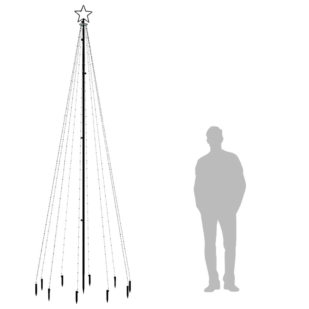 Kalėdų eglutė su kuoliuku, šiltos baltos spalvos, 310LED, 300cm