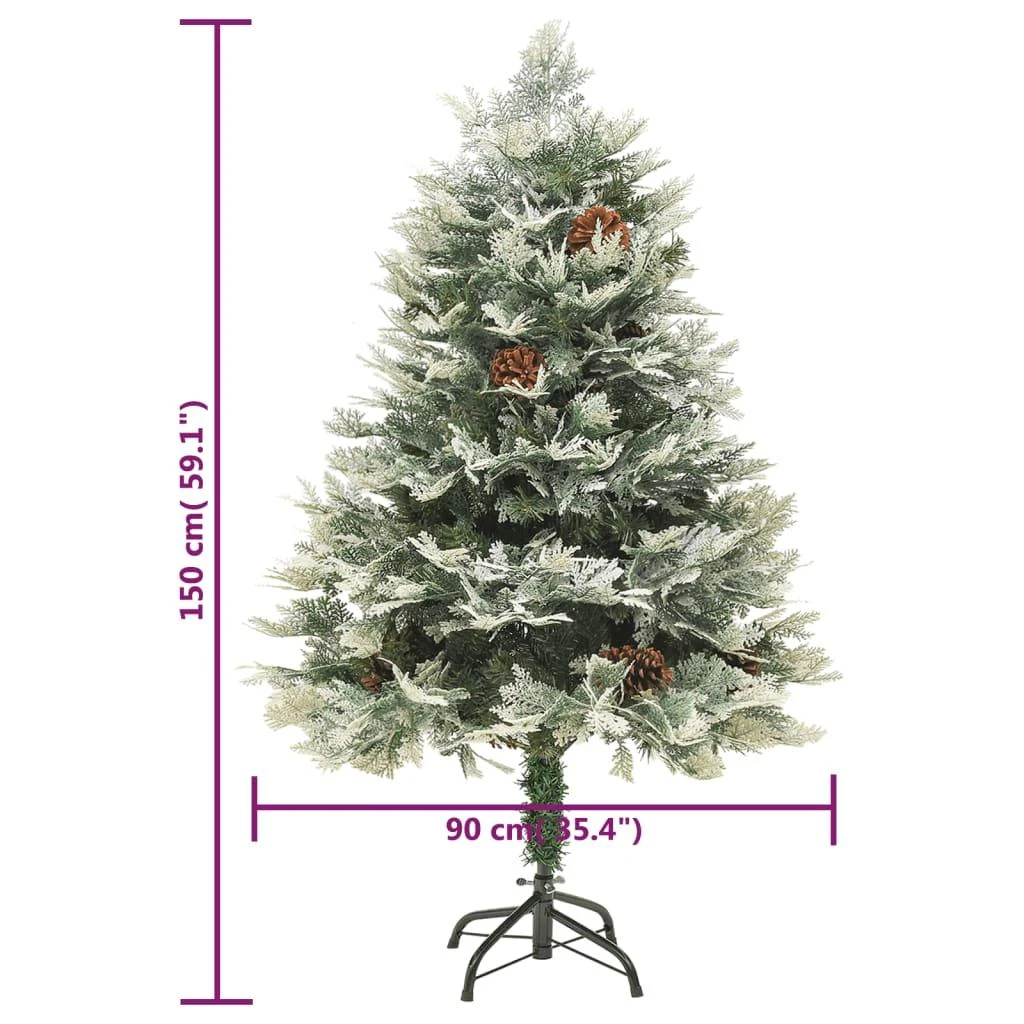 Kalėdų eglutė su pušies kankorėžiais, žalia, 150cm, PVC su PE
