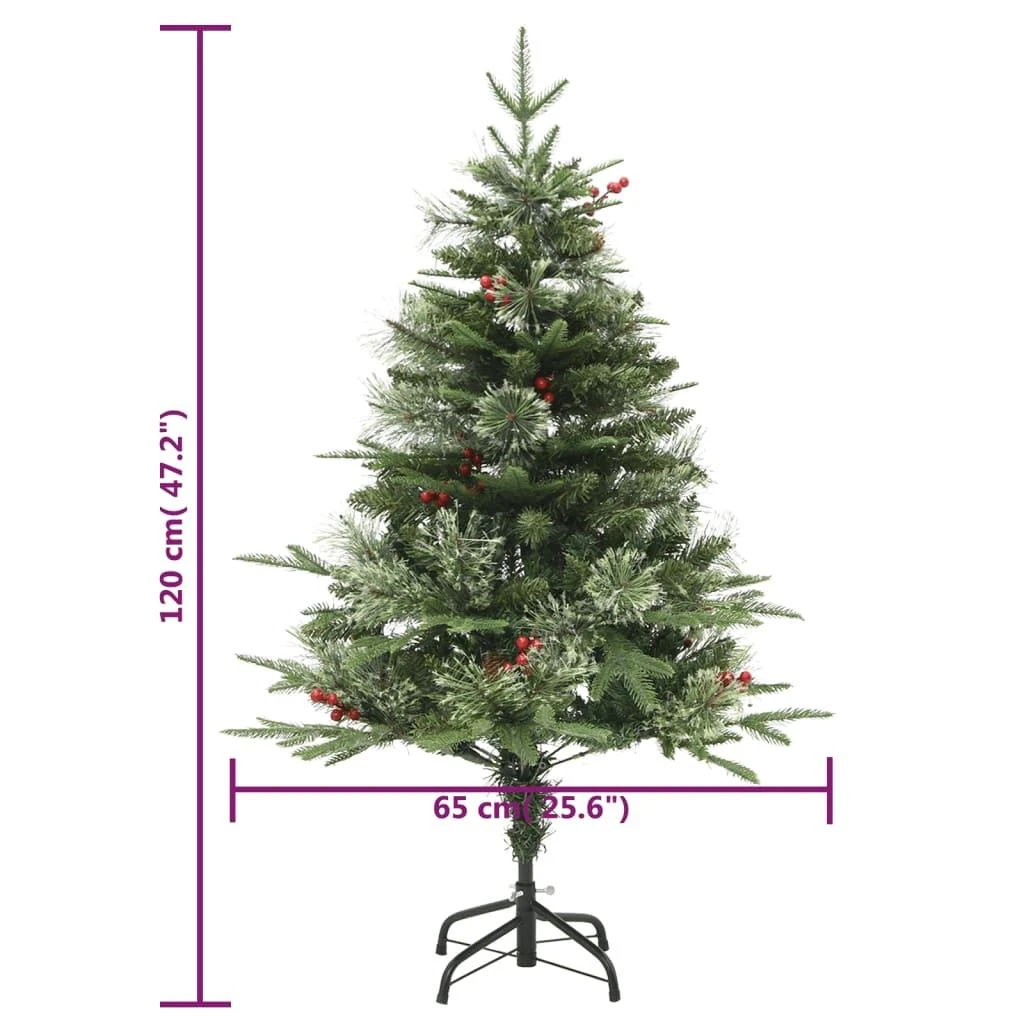 Kalėdų eglutė su pušies kankorėžiais, žalia, 120cm, PVC su PE