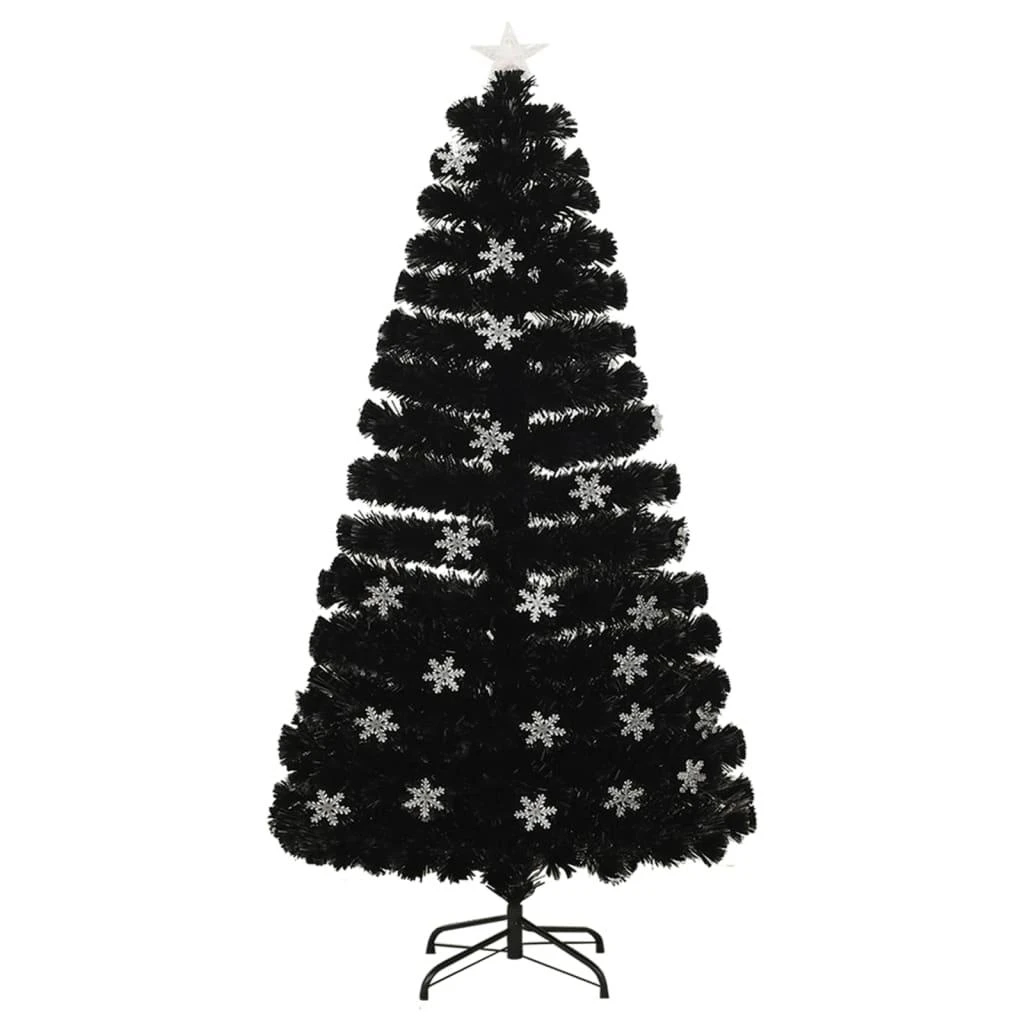 Kalėdų eglutė su LED snaigėmis, juoda, 120cm, optinis pluoštas