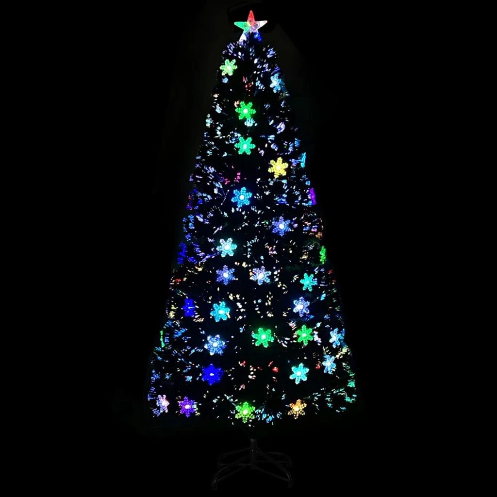 Kalėdų eglutė su LED snaigėmis, juoda, 150cm, optinis pluoštas