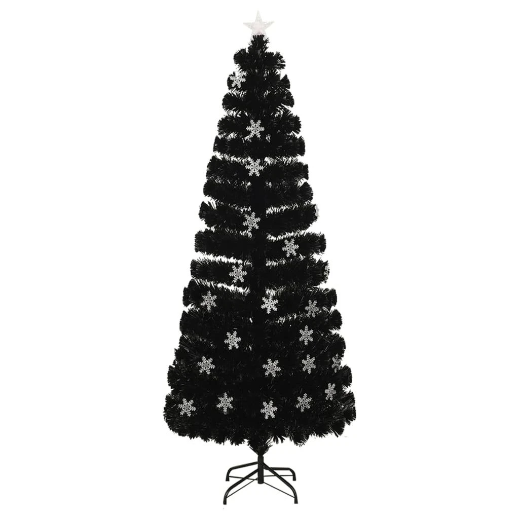 Kalėdų eglutė su LED snaigėmis, juoda, 240cm, optinis pluoštas