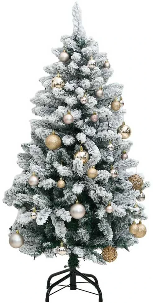 Kalėdų eglutė su šarnyrinėmis šakomis/LED/žaisliukais, 150cm