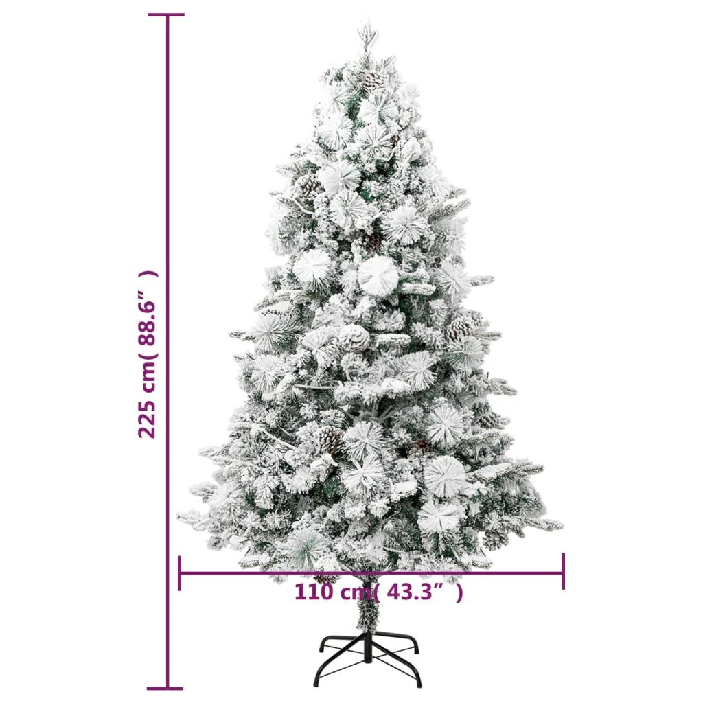 Kalėdų eglutė su sniegu ir kankorėžiais, 225cm, PVC ir PE