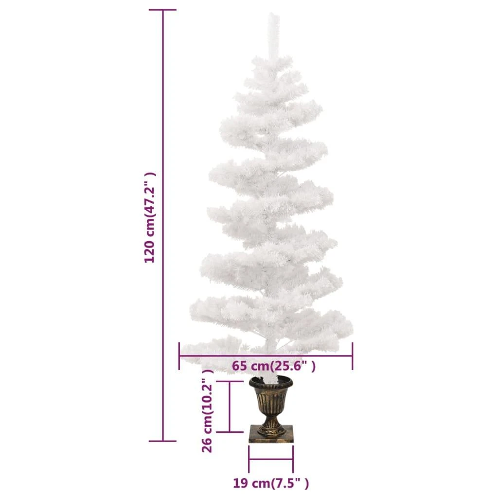 Kalėdų eglutė su vazonu, balta, 120cm, PVC, spiralės formos
