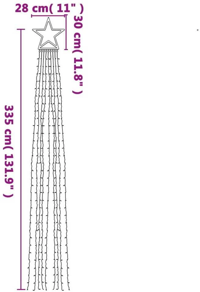Kalėdų eglutės girlianda, 320 mėlynų LED lempučių, 375cm