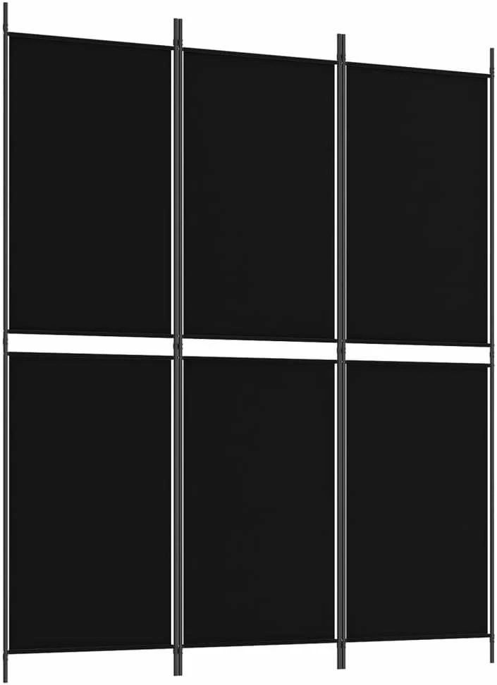 Kambario pertvara, 3 dalių, juodos spalvos, 150x180cm, audinys