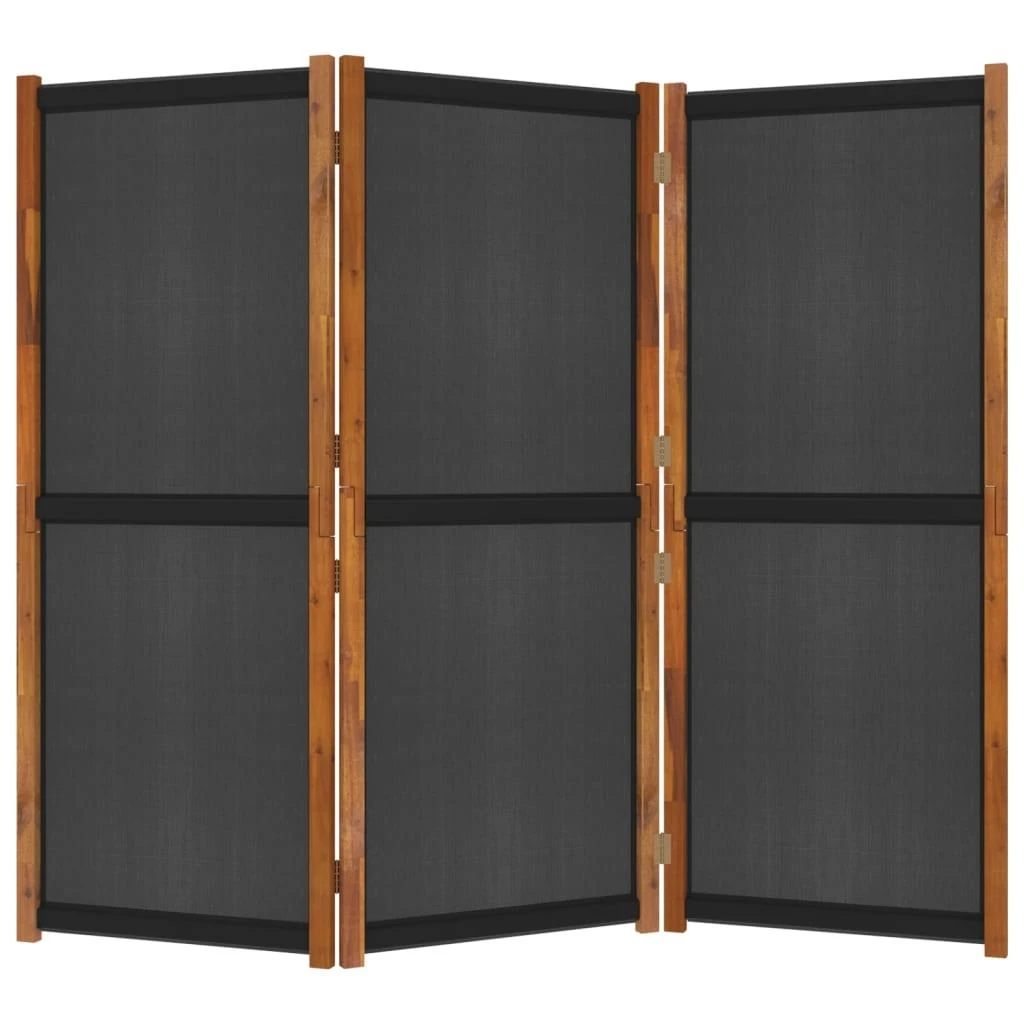 Kambario pertvara, 3 dalių, juodos spalvos, 210x180cm