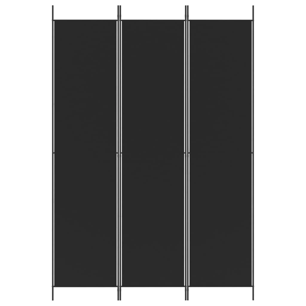 Kambario pertvara, 3 dalių, juodos spalvos, 150x220cm, audinys