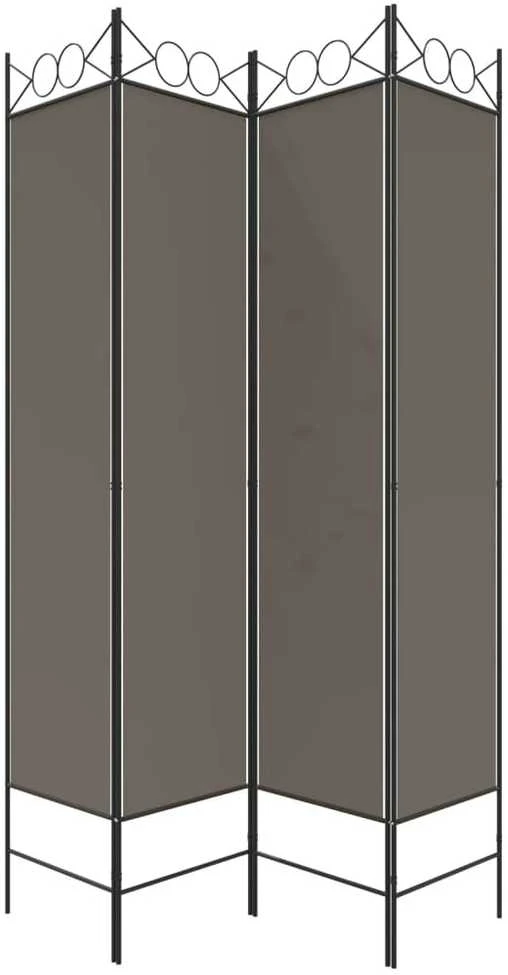 Kambario pertvara, 4 dalių, antracito, 160x220cm, audinys