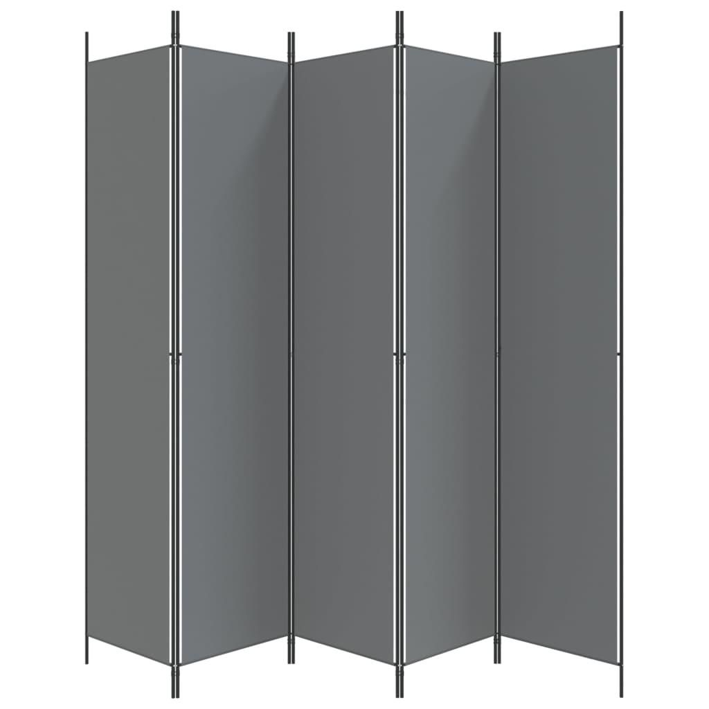 Kambario pertvara, 5 dalių, antracito, 250x220cm, audinys