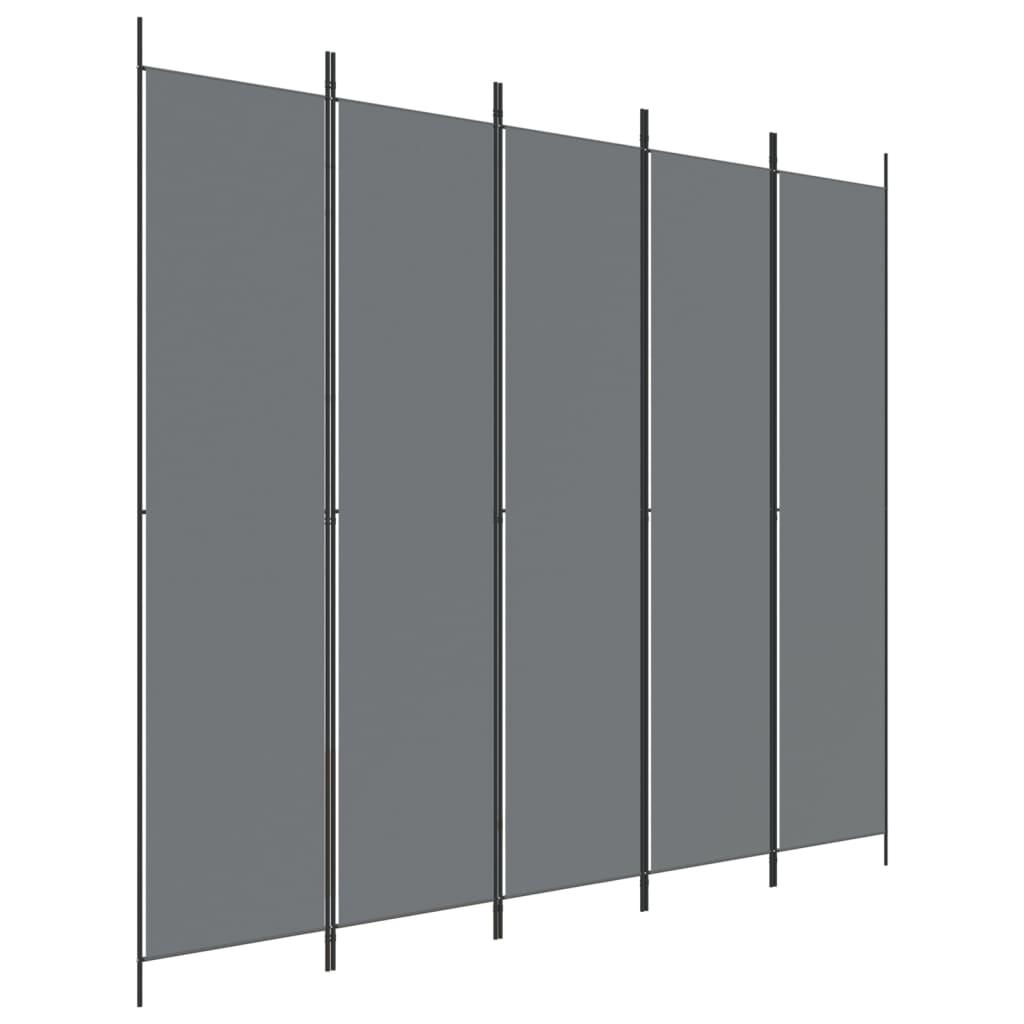 Kambario pertvara, 5 dalių, antracito, 250x220cm, audinys