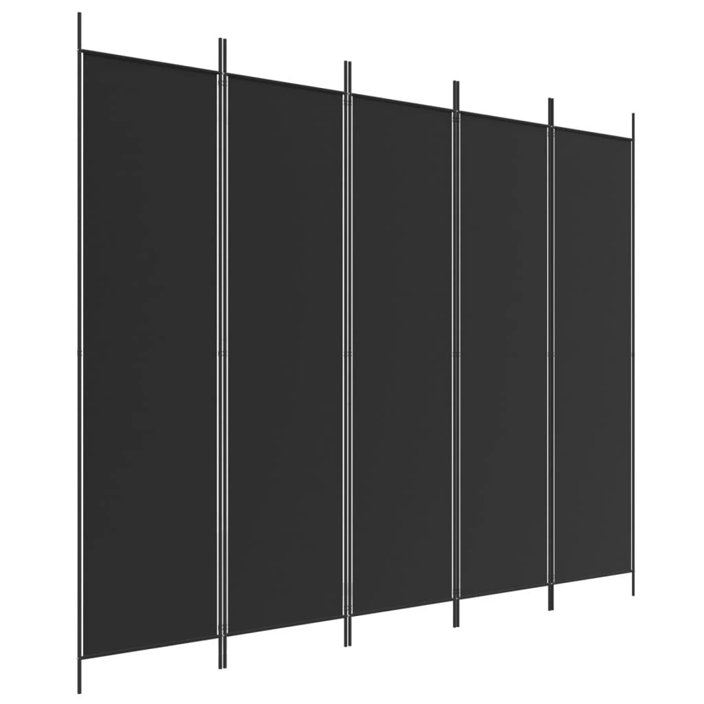 Kambario pertvara, 5 dalių, juodos spalvos, 250x200cm, audinys