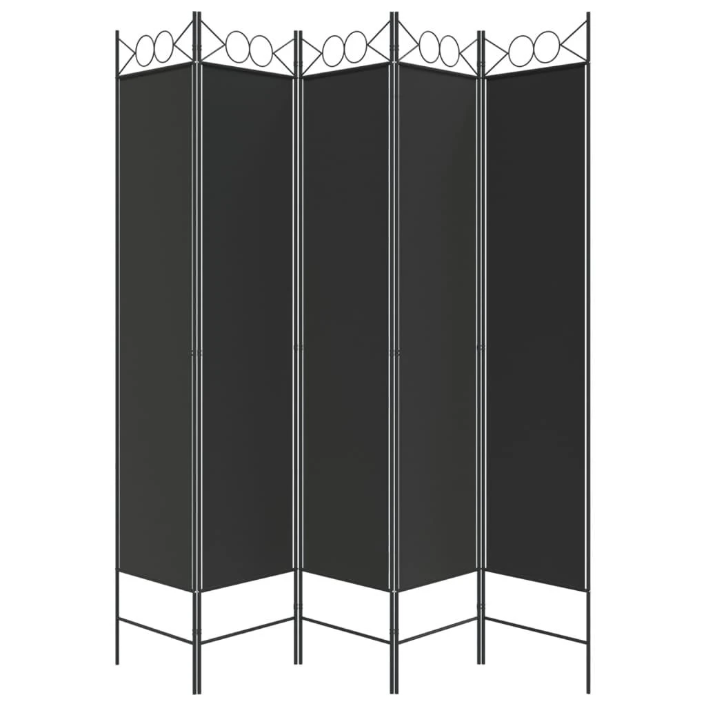 Kambario pertvara, 5 dalių, juodos spalvos, 200x200cm, audinys