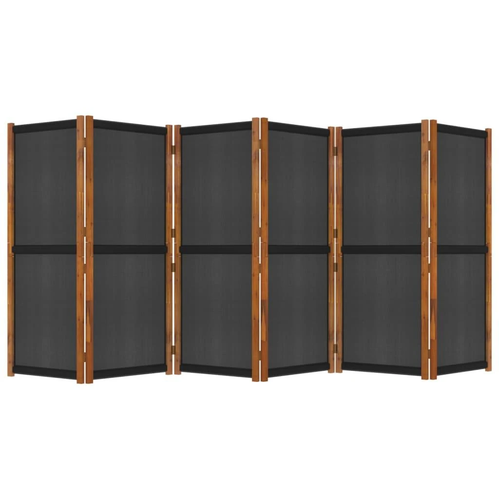 Kambario pertvara, 6 dalių, juodos spalvos, 420x180cm