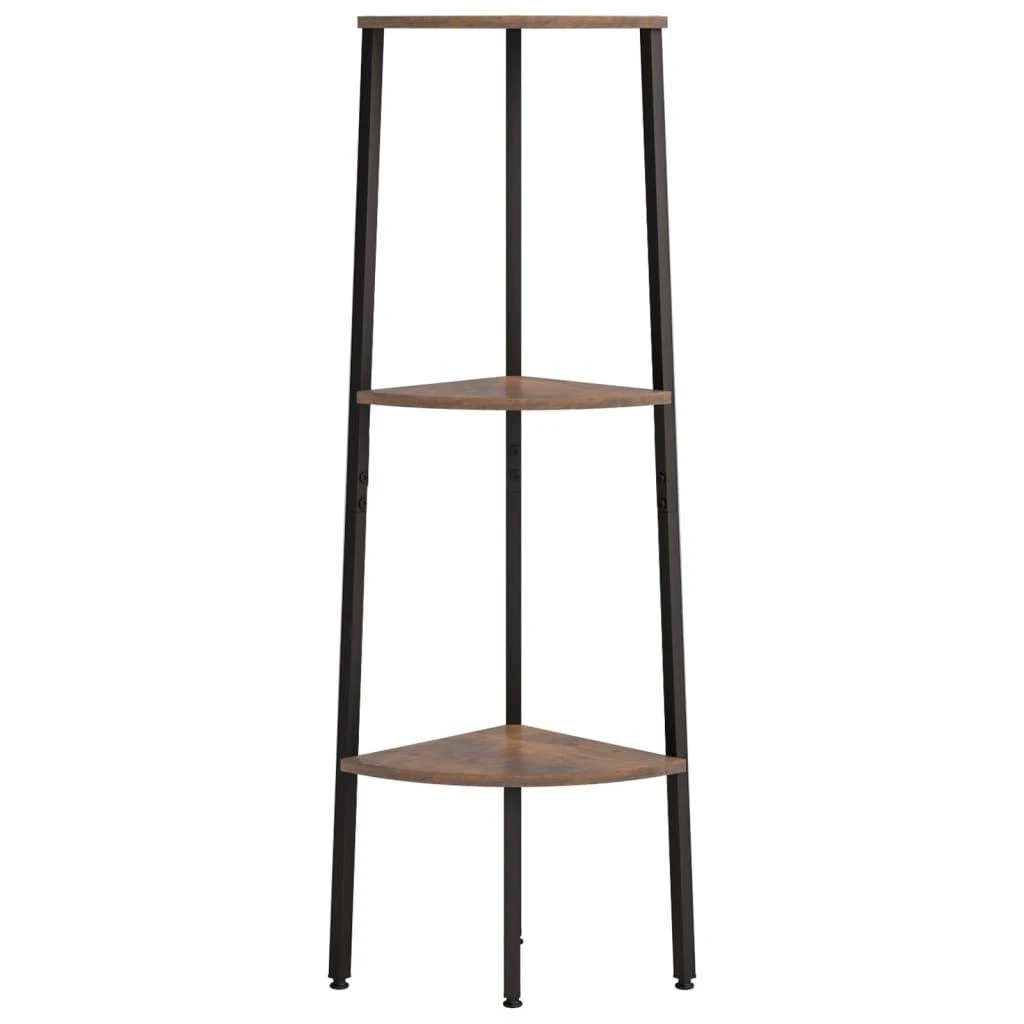 Kampinė lentyna, 3 pakopų, tamsiai ruda/juoda, 45,5x31,5x120cm