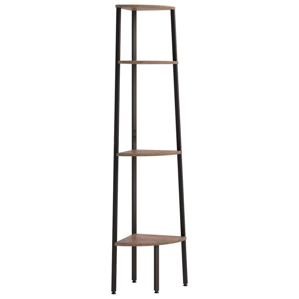 Kampinė lentyna, 4 pakopų, tamsiai ruda/juoda, 45,5x31,5x150cm