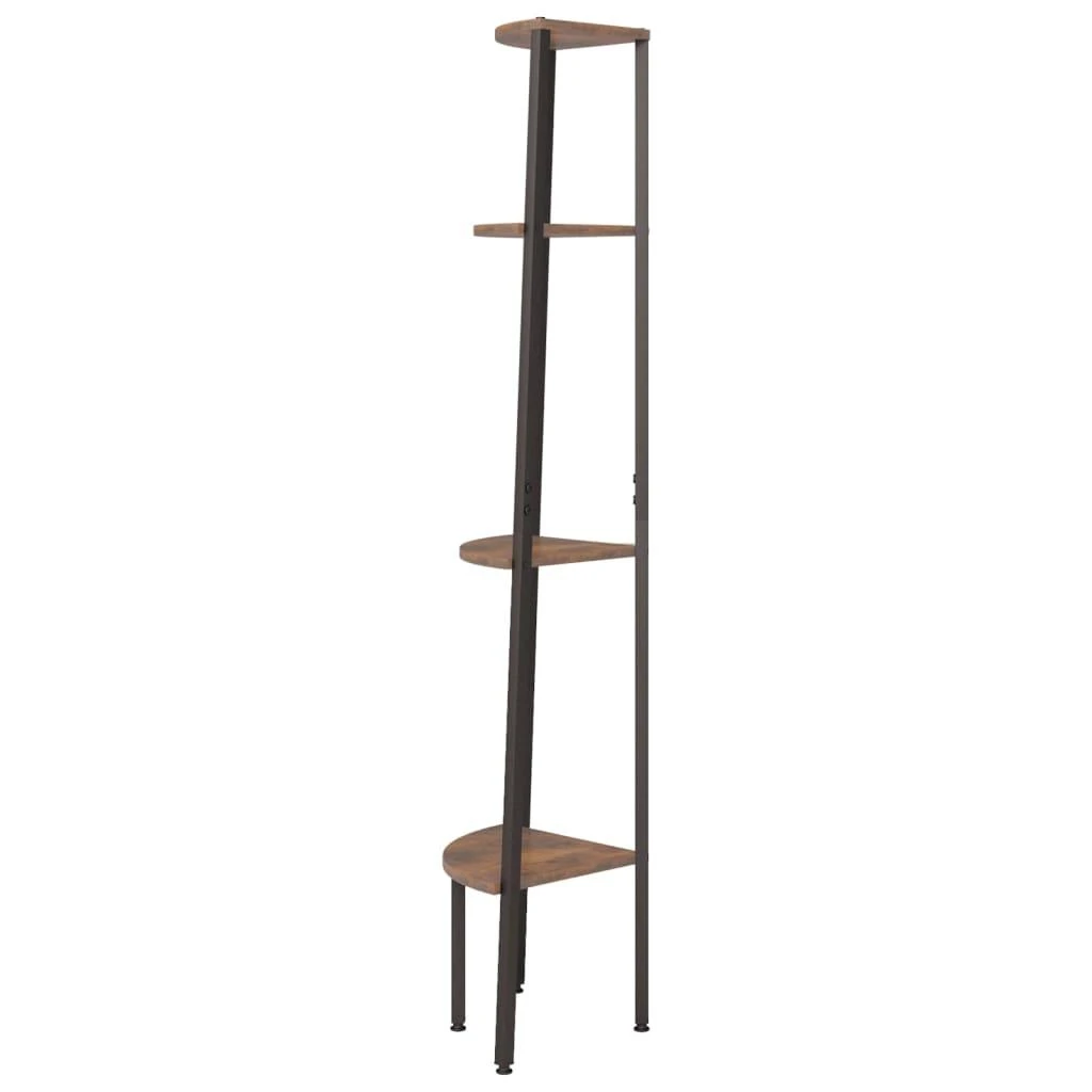 Kampinė lentyna, 4 pakopų, tamsiai ruda/juoda, 45,5x31,5x150cm