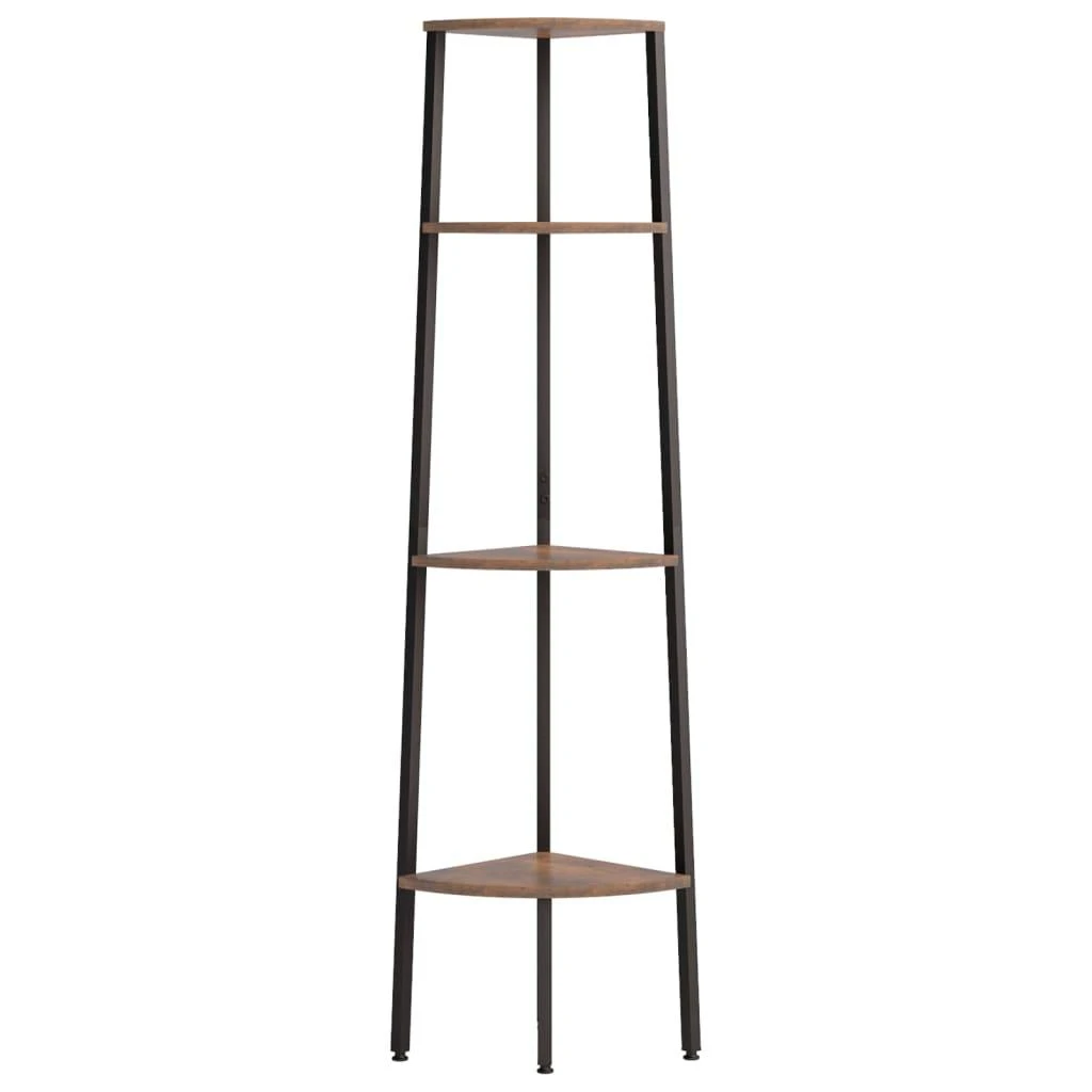 Kampinė lentyna, 4 pakopų, tamsiai ruda/juoda, 45,5x31,5x150cm