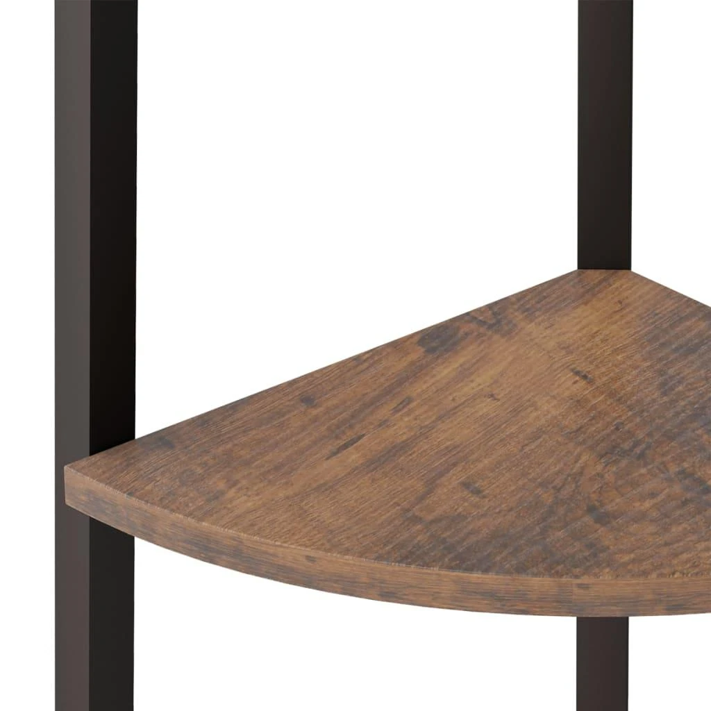 Kampinė lentyna, 4 pakopų, tamsiai ruda/juoda, 45,5x31,5x150cm