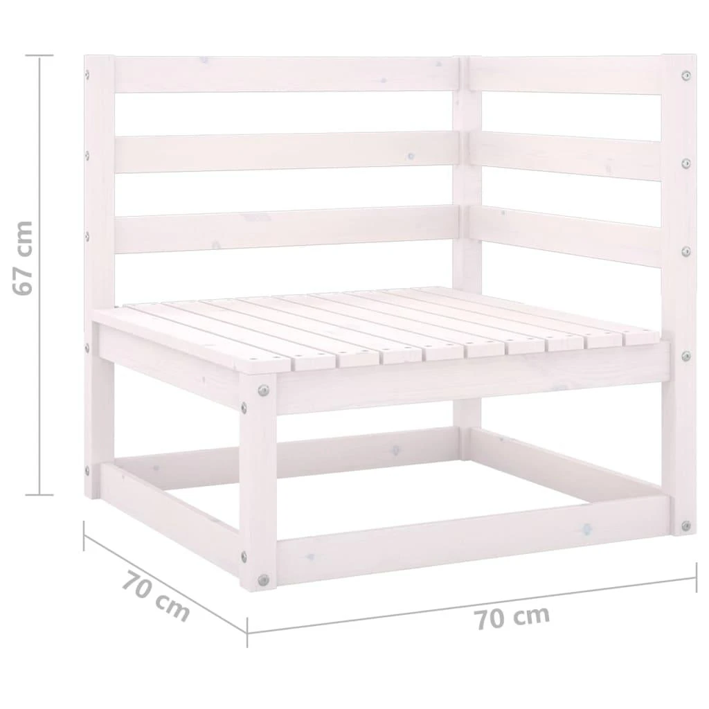 Kampinė sodo sofa, baltos spalvos, pušies medienos masyvas