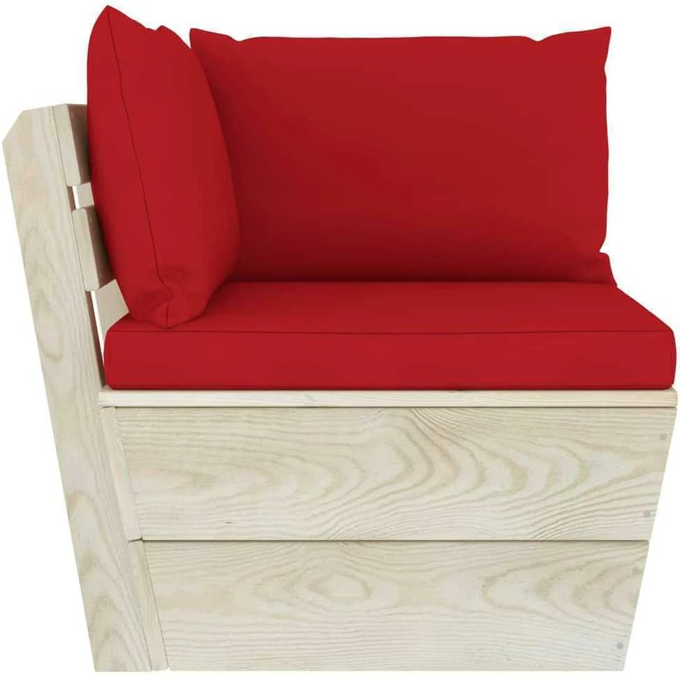 Kampinė sodo sofa iš palečių su pagalvėlėmis, impregnuota eglė