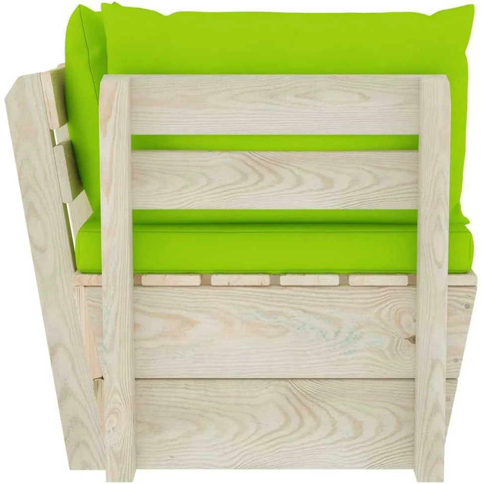 Kampinė sodo sofa iš palečių su pagalvėlėmis, impregnuota eglė