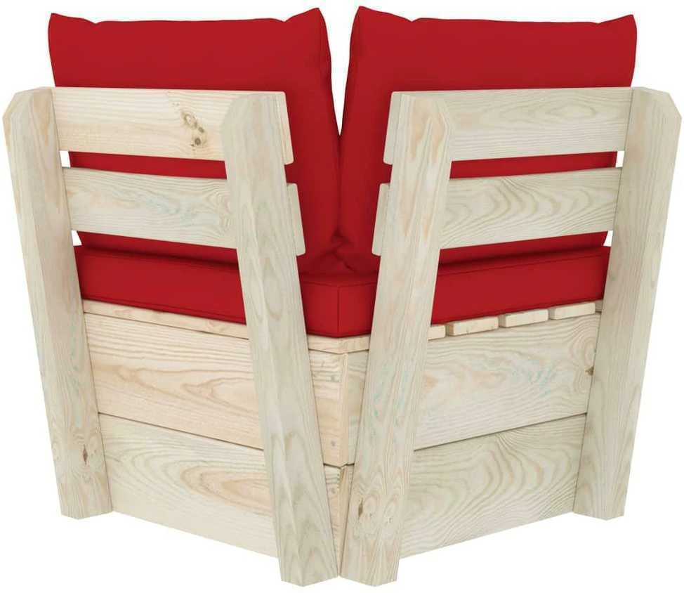 Kampinė sodo sofa iš palečių su pagalvėlėmis, impregnuota eglė