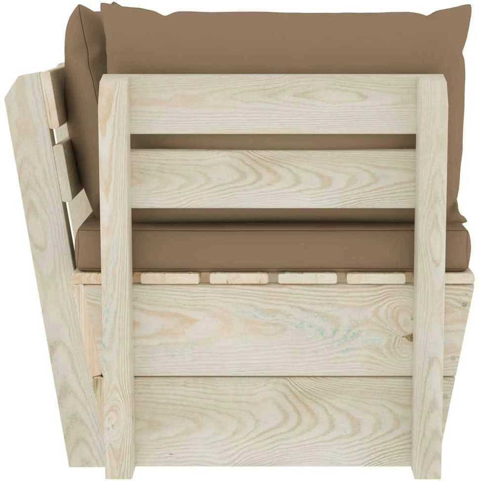 Kampinė sodo sofa iš palečių su pagalvėlėmis, impregnuota eglė