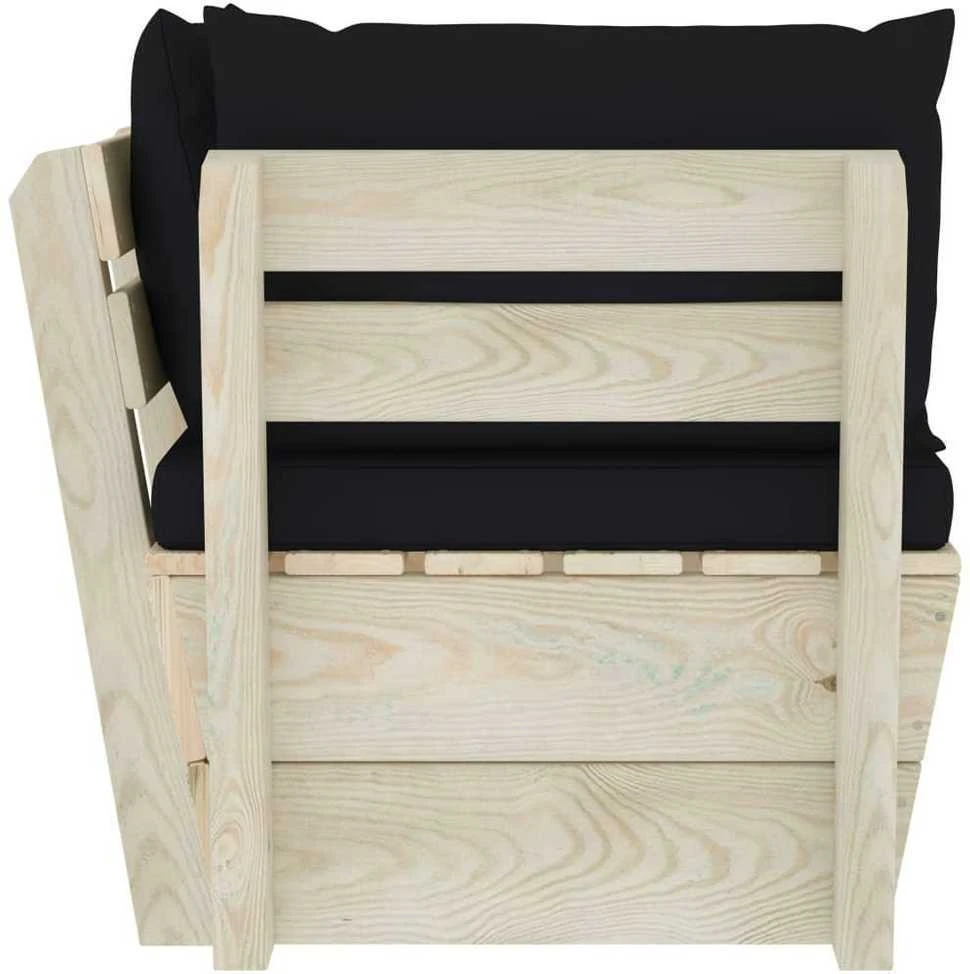 Kampinė sodo sofa iš palečių su pagalvėlėmis, impregnuota eglė