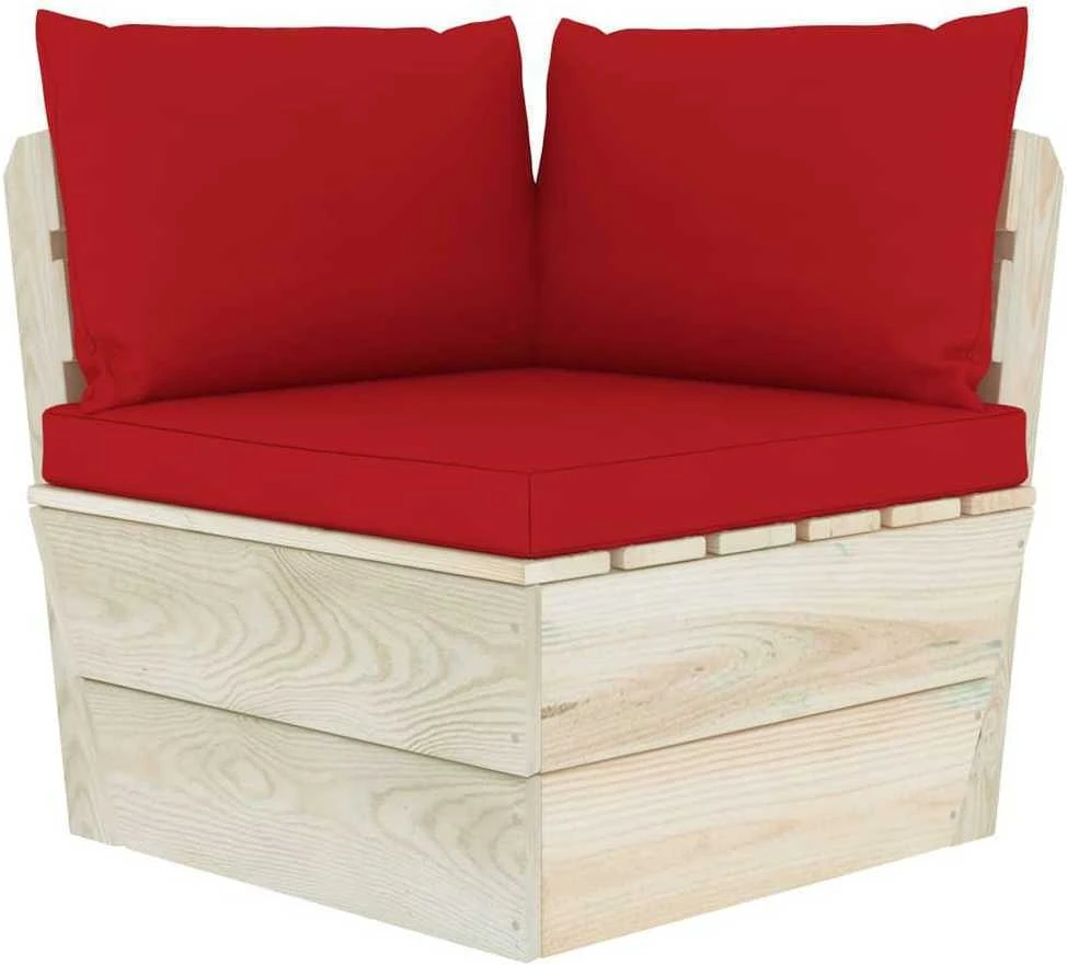 Kampinė sodo sofa iš palečių su pagalvėlėmis, impregnuota eglė